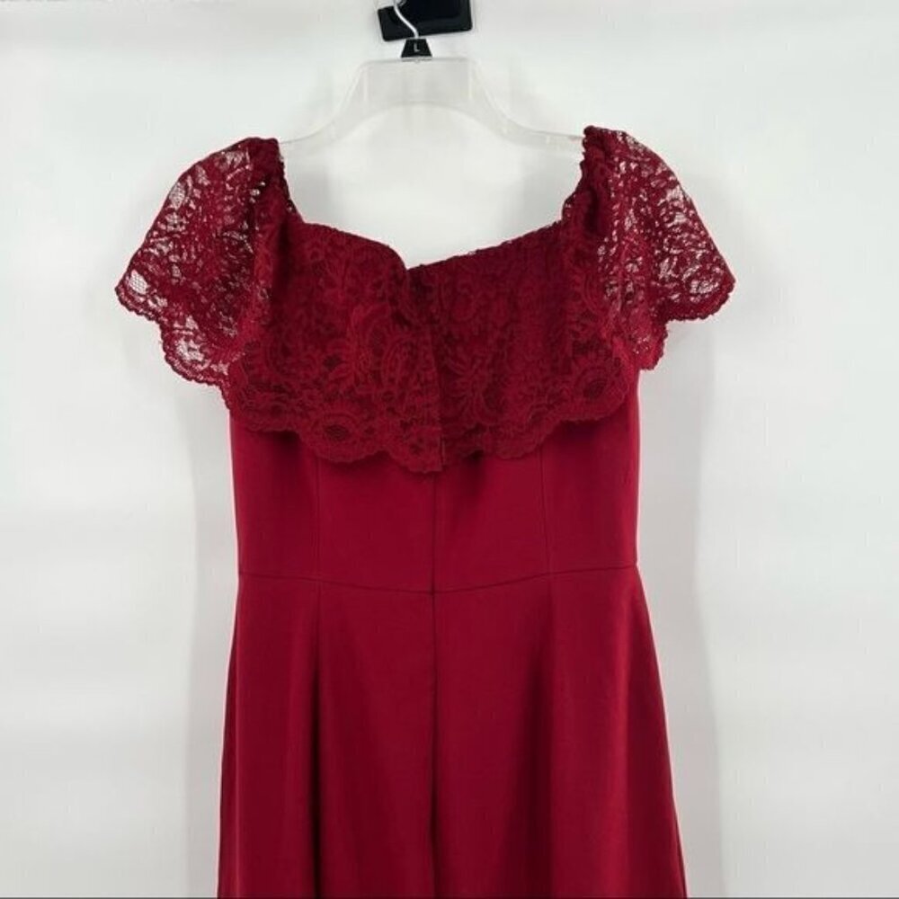 Bella Bridesmaids Maron Maxi Dress Lace Shoulder Burgundy — image 3 of 8